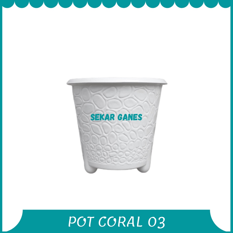 ORI Bjp Coral 03 Putih Budi Jaya Pot Coral 20 Cm Pot Motif Koral Batu Alam Bagus Pot Tanaman Murah