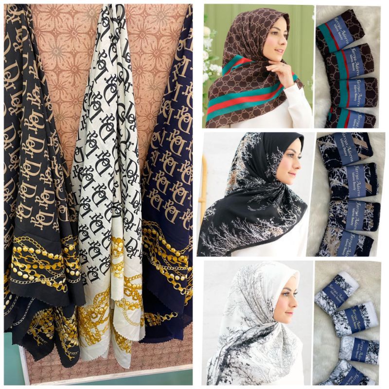 HIJAB SEGI EMPAT DENAY KW VOAL  PREMIUM MOTIF LC FARSYA ADEEVA