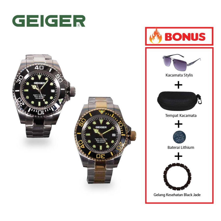 GEIGER Healthy Watch - Jam Tangan Pria (Bonus Kacamata Aviator) Terbaru