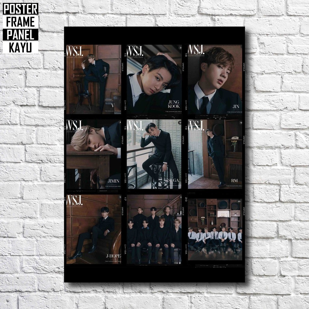 Poster BTS WSJ Magazine Frame Kayu Solid A4 BTS416