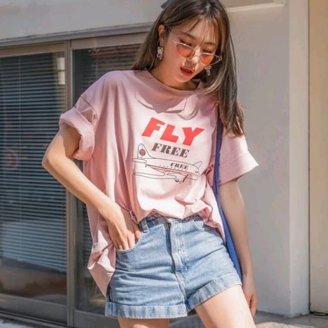 FLY FREE T SHIRT KOREAN | KAOS OVERSIZE Crbn_cloth