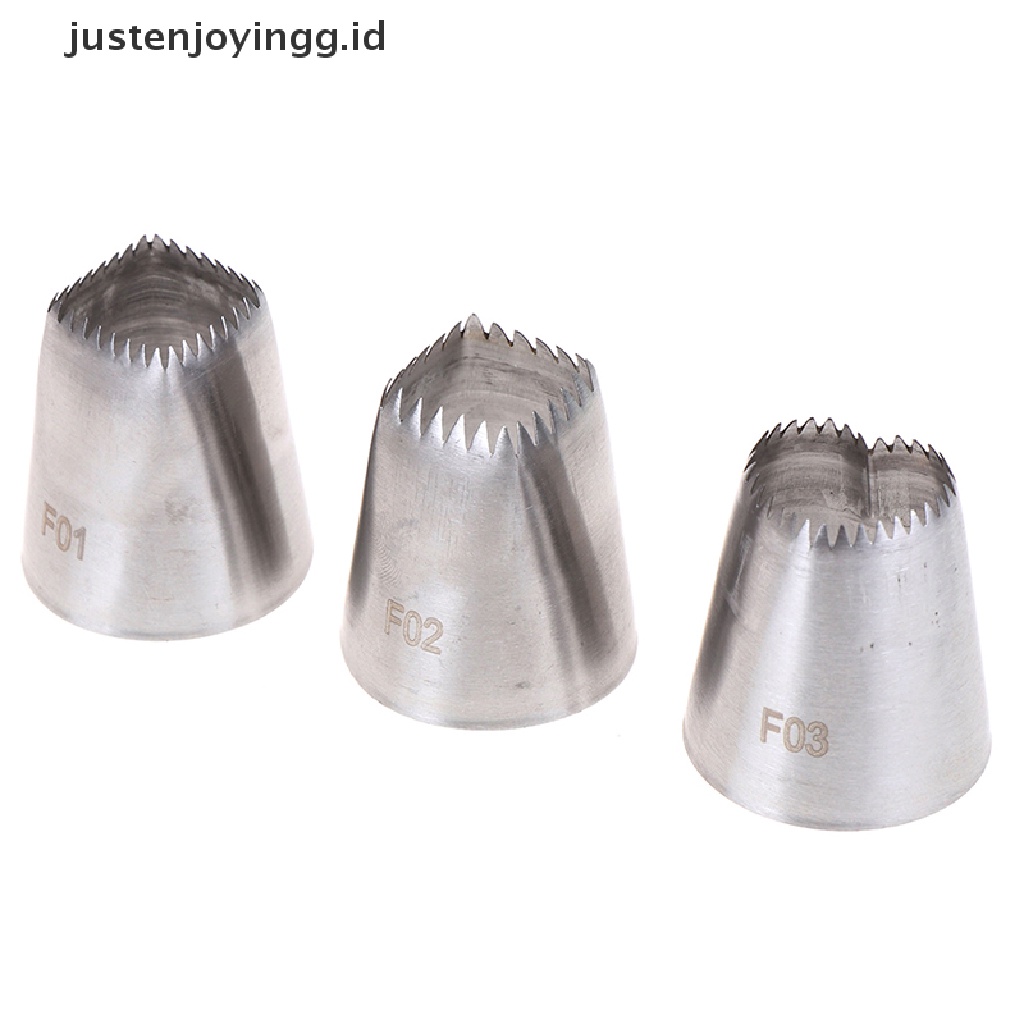 // justenjoyingg.id // 3pcs Square Heart Icing Piping Nozzles Russian DIY Cream Cake Pastry Tips Tool ~