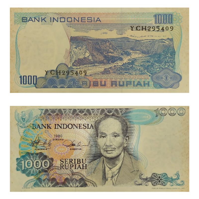 Uang Kuno Indonesia 1000 sutomo soetomo tahun 1980 UNC -AUNC GRESS MULUS Original 100%