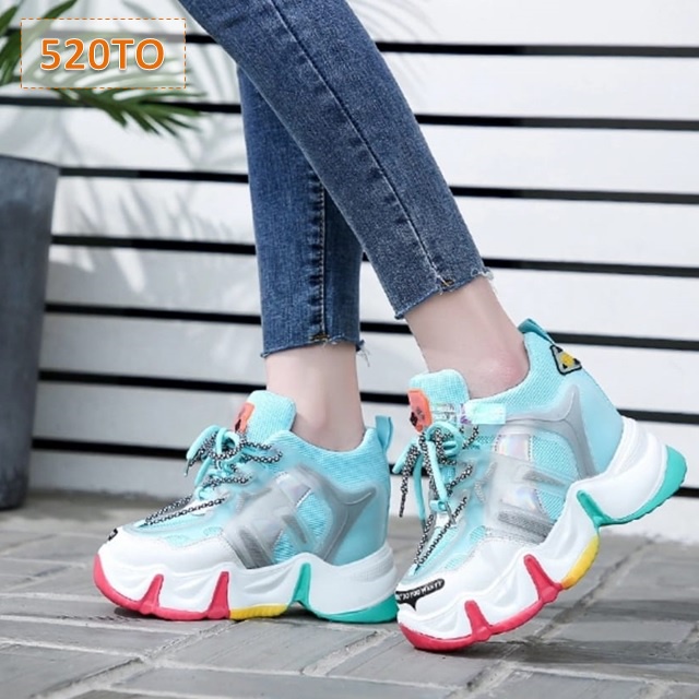 Sepatu Wanita Wedges Tali Cewek Rockabye Sole 8 cm Pink Kuning Tosca Hijau (520)