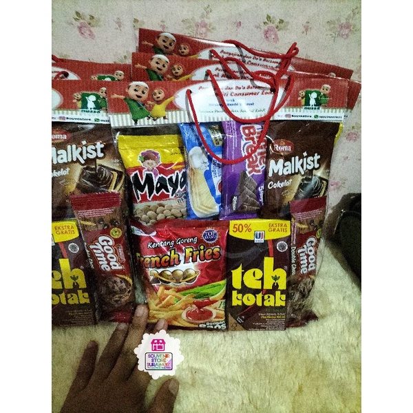 Paket snack ultah/ Label ultah/bingkisan ultah murah/ goodiebag ultah custom