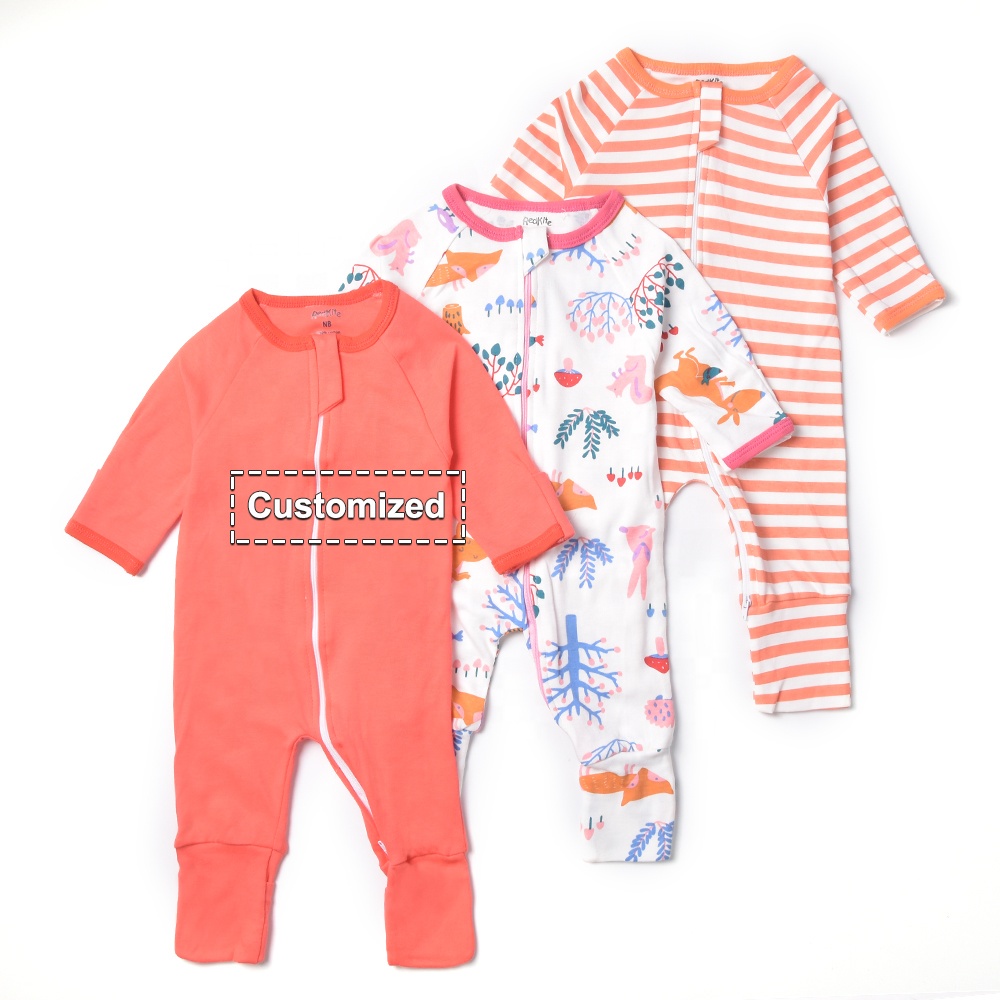 3 Pcs Premium Sleepsuit Bayi Perempuan Import - Resleting Buka Tutup P068