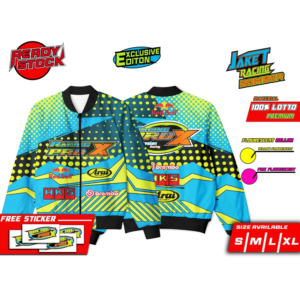 JAKET BOMBER RACING LIMITED EDITION EXCLUSIVE STABILO LIGHT BLUE PREMIUM