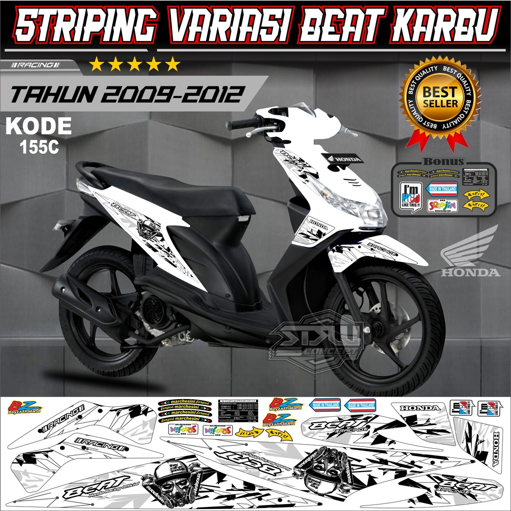 Striping Beat Karbu Stiker Lis Motor Beat Karbu Variasi kode 155