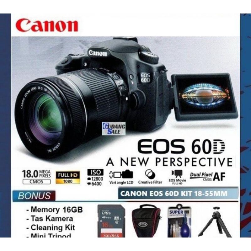 Kamera Canon Eos 60D + LENSA KIT 18- 55mm IS-2