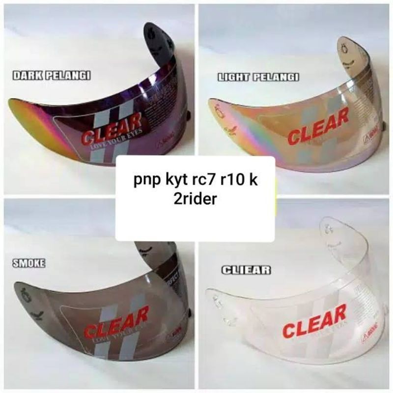 Kaca Helm Kyt rc7 visor helm kyt rc7 R10 K2Rider K2r pelangi CLEAR