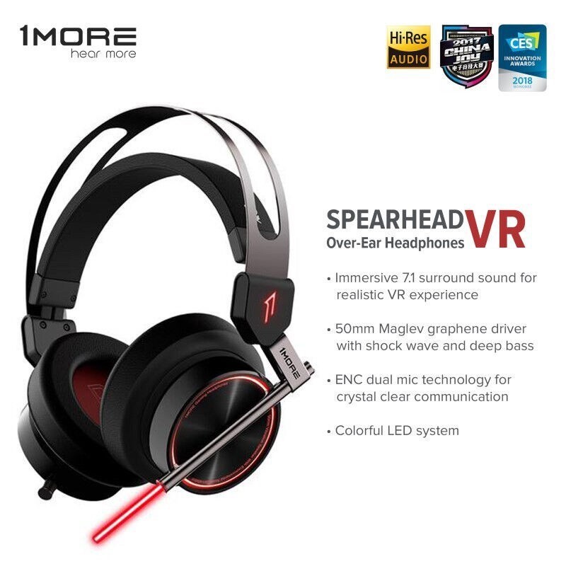 1MORE H1005 USB Gaming Headphone Spearhead VR 7.1 Surround LED Light