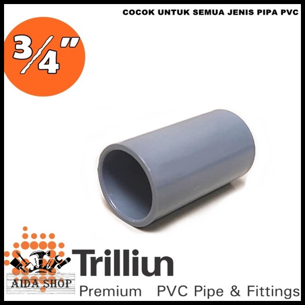 Jual Sambungan Pipa Lurus Socket Pvc Inch Triliun Alat Penyambung Pipa Plastik Model Panjang