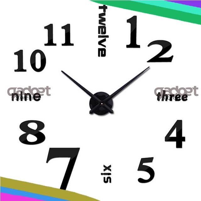 Jam Dinding DIY Giant Wall Clock Quartz Creative Design 50-60cm Model English Word