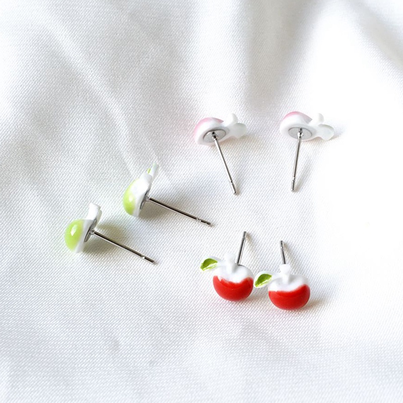 Anting Bentuk Apel Warna-Warni Bahan Keramik Untuk Hadiah