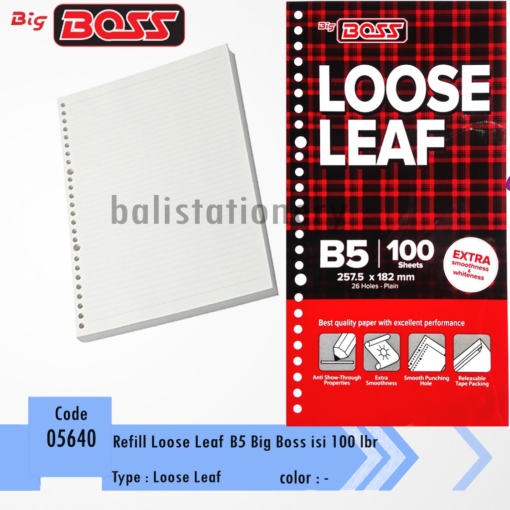 

Refil Loose Leaf B5 Big Boss isi 100 lbr