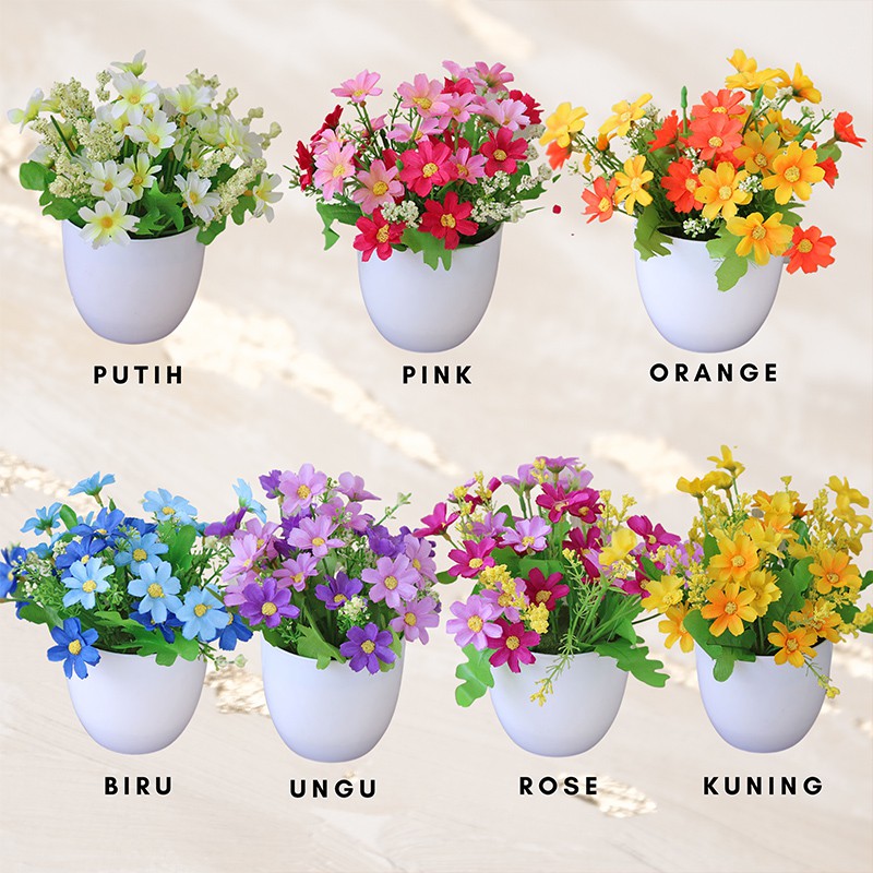 Tanaman Bunga Dekorasi Tanaman Hias Artifisial Pot Bunga Plastik Murah Import Pajangan Dekorasi Ruang Tamu PBP28 / PBP29 / PBP30-PBP 30