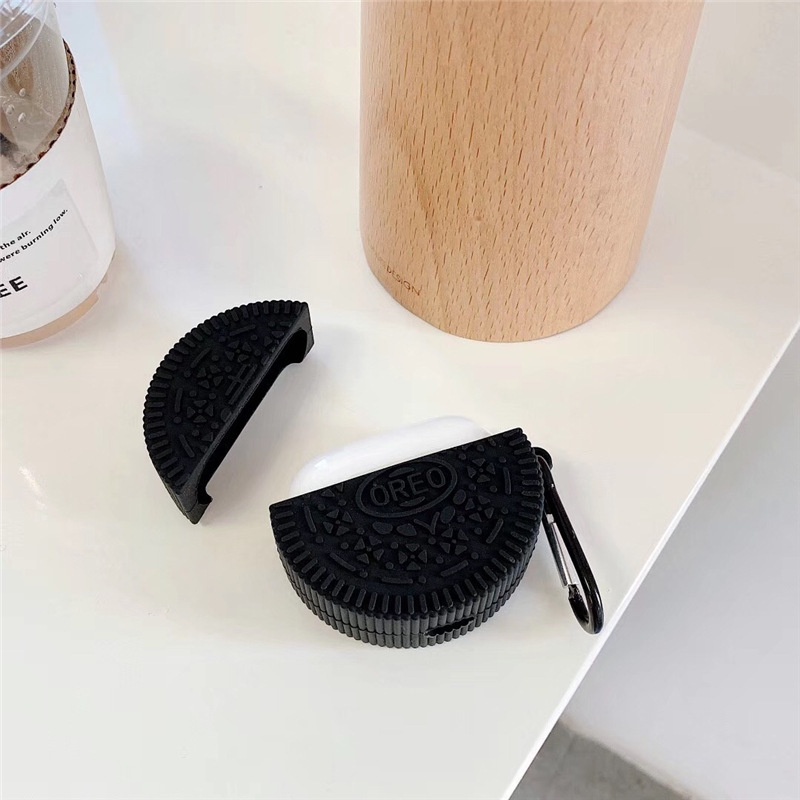 Soft Case Silikon Hitam Cookies Shockproof Cover Airpods 3 1 2 3 Pro i12 i13 Inpods 12 i10 i11 i9s