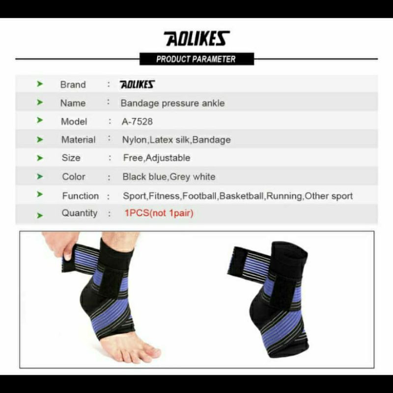 angkle support wraps aolikes 7528 engkle pad deker pelindung engkel sports olahraga fitness running