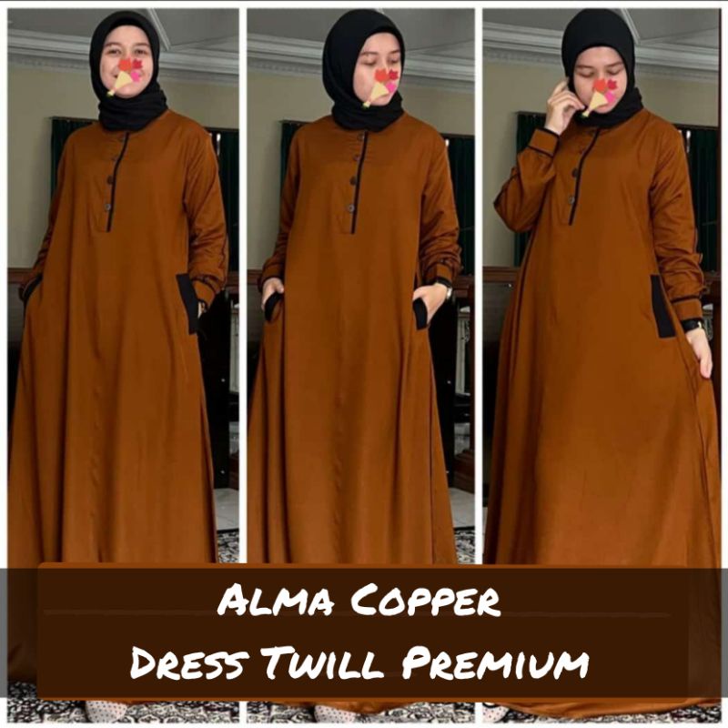 NONI Dress || Gamis Kombinasi || Gamis Twill Premium || Gamis big size || PB 140 cm