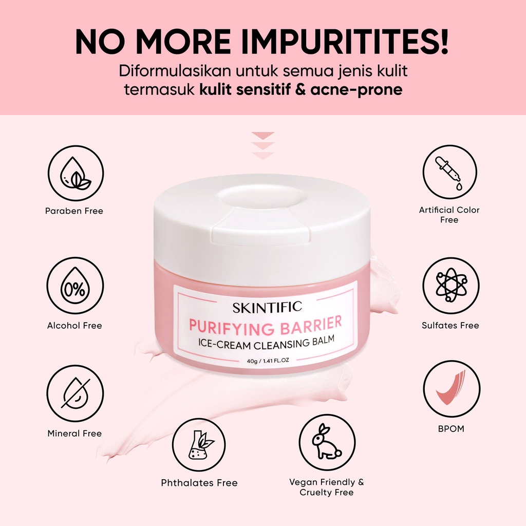 SKINTIFIC Purifying Barrier Ice Cream Cleansing Balm 40g Make Up Remover Pembersih Muka Cosmetics