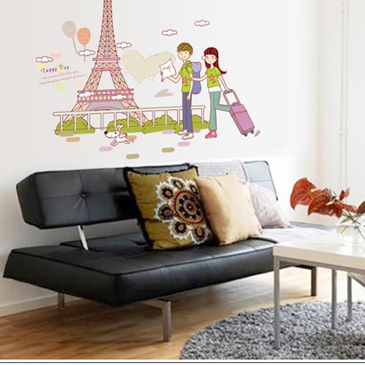 RELIZA Wall Sticker / Stiker Dinding COUPLE N EIFFEL IN LOVE PARIS AY7201