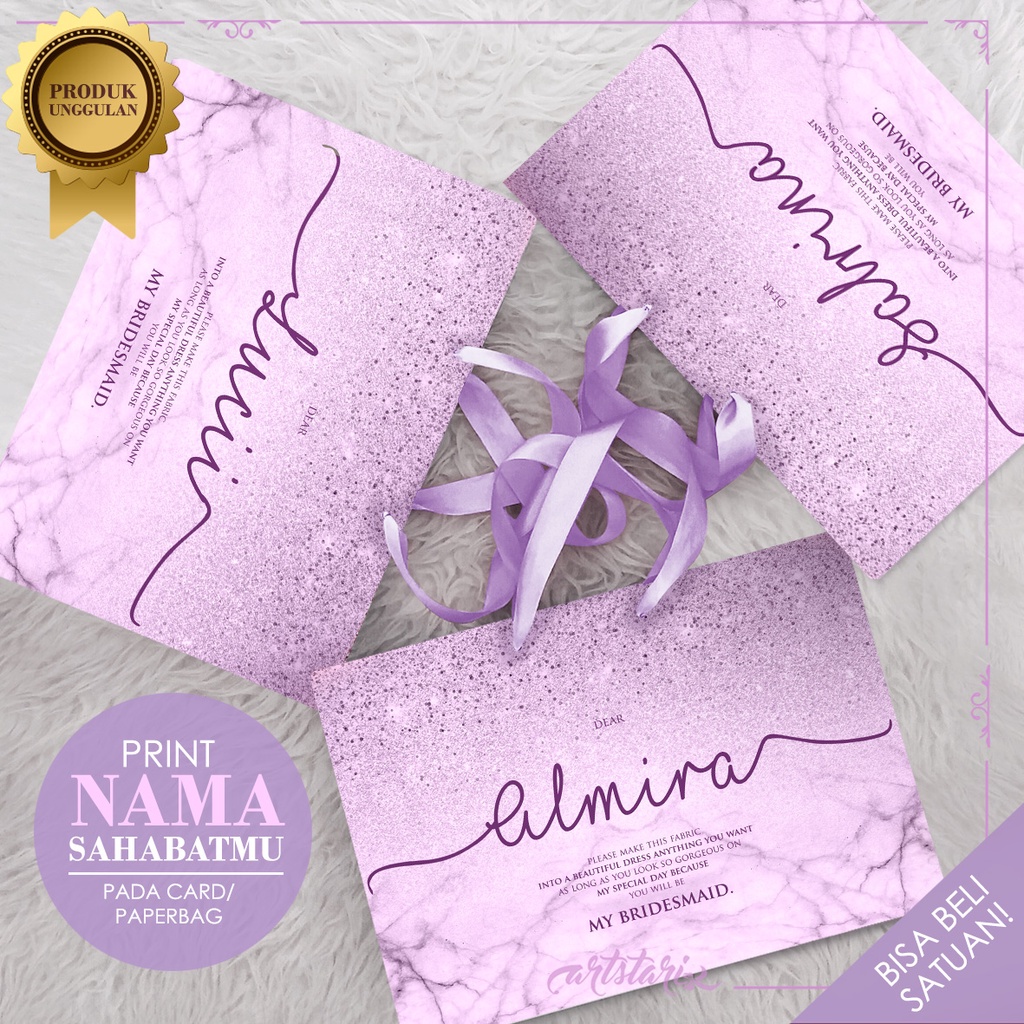 

Paperbag Bridesmaid PASTEL GLITTER UNGU MUDA LILAC / PURPLE MARBLE CUSTOM NAMA TEMAN VIOLET