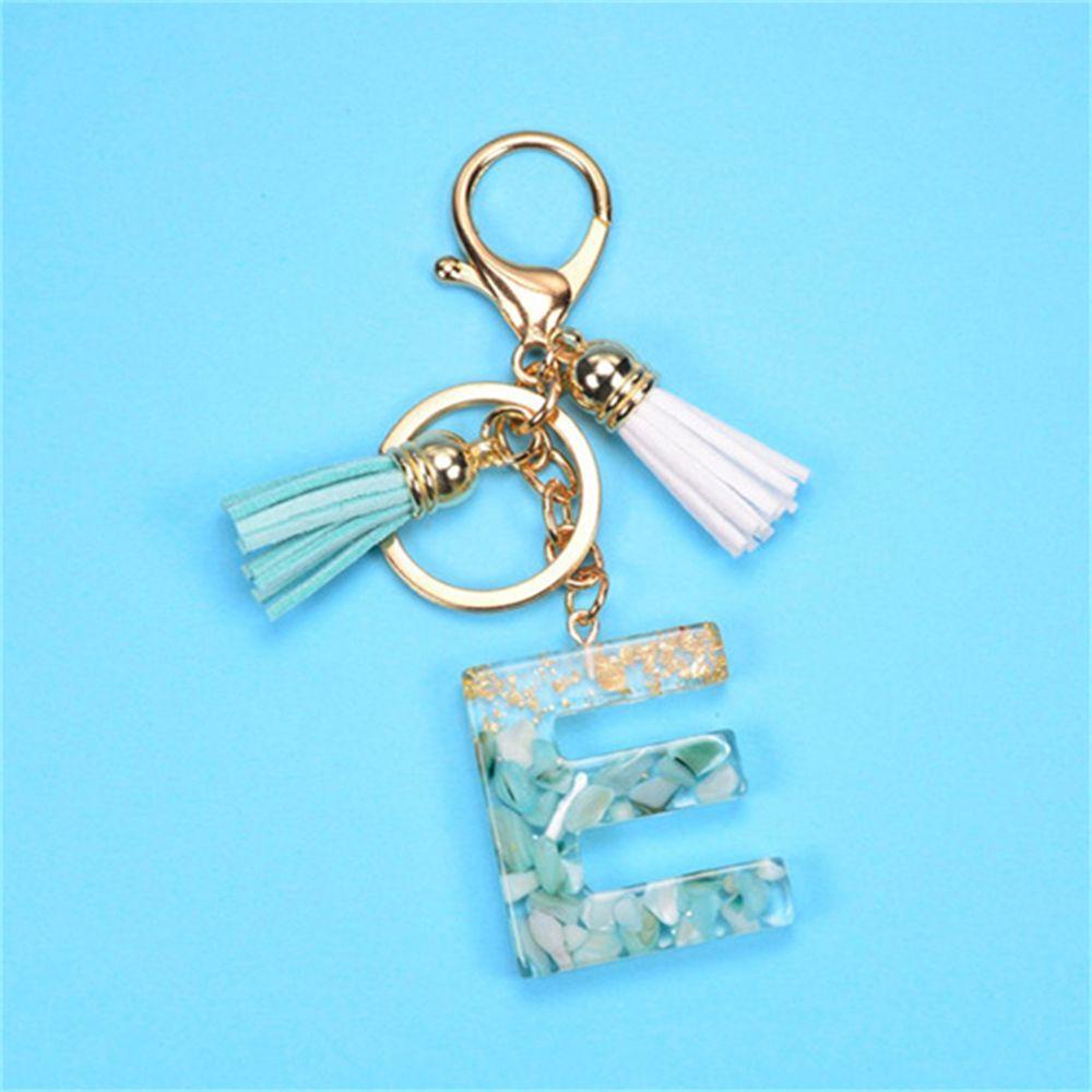 [Elegan] 26huruf Gantungan Kunci 1PC Glitter Gradien Indah Inisial Huruf Ornamen Perhiasan Mobil Keyring Dengan Rumbai Liontin Alfabet Key Chain