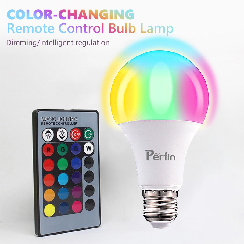 BLINGO x Perfin Lampu Bohlam RGB Lampu Bohlam LED  Berubah Warna Dengan Remote Control 10Watt