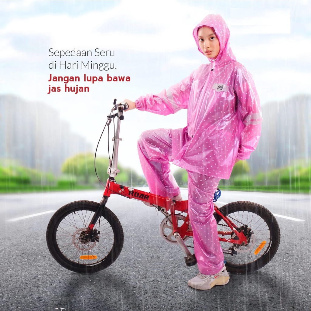 Jas Hujan Wanita Polkadot Setelan Jaket Celana Elite Polkadot Spin Terbaru Pop Dot