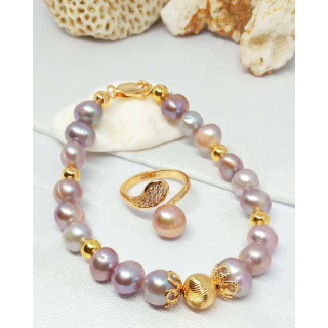 PROMO BERSERTIFIKAT GELANG MUTIARA AIR TAWAR ALAMI LOMBOK ASLI GELANG CINCIN CEWEK MUTIARA SUPER MEW