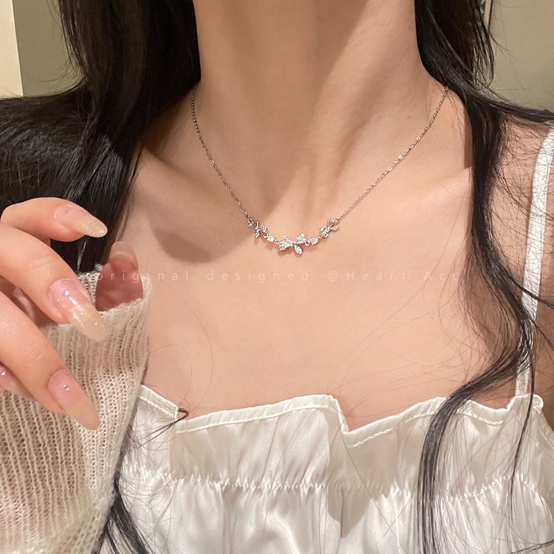 Kalung Desain Butterfly Aksen Zircon Gaya Korea Untuk Wanita