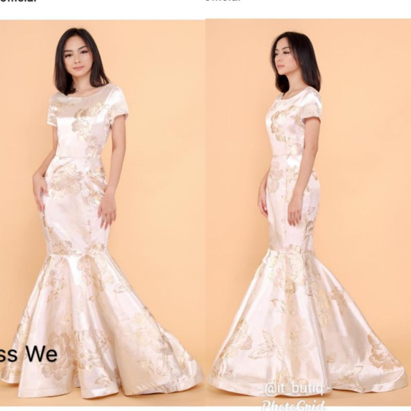 Mermaid Dress Gold Silver Gaun Pesta Mullet SInger Natal WS11