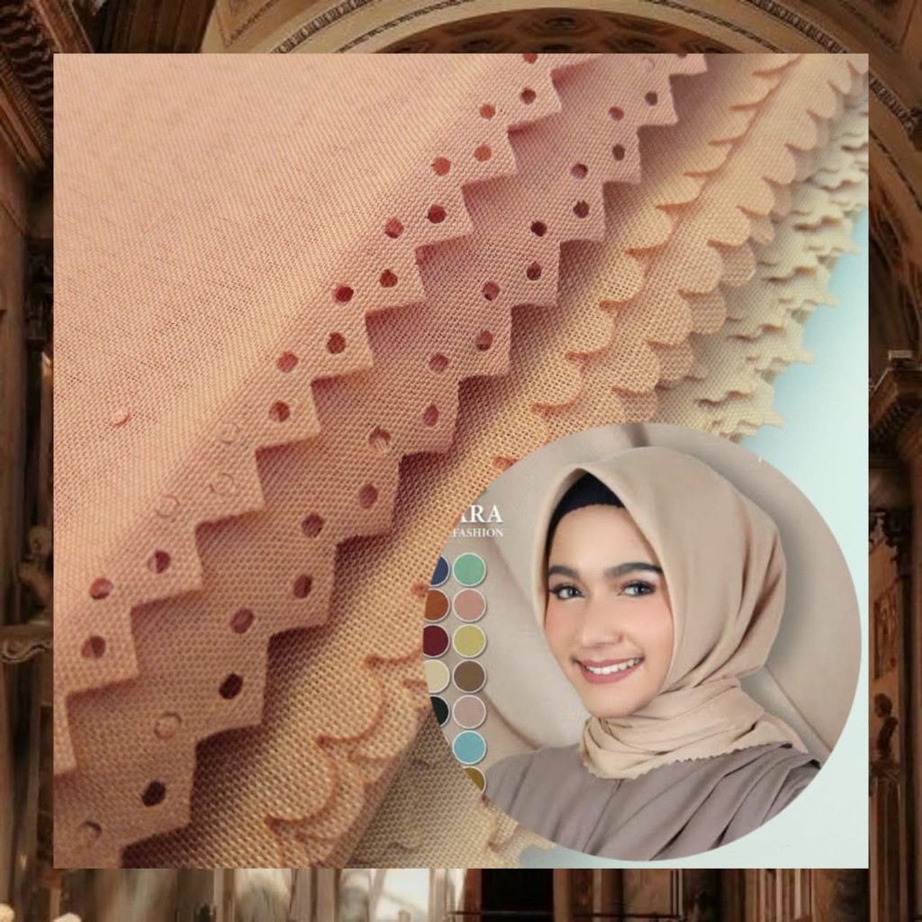 JILBAB AZARA SEGI EMPAT VOAL LASER CUT MURAH