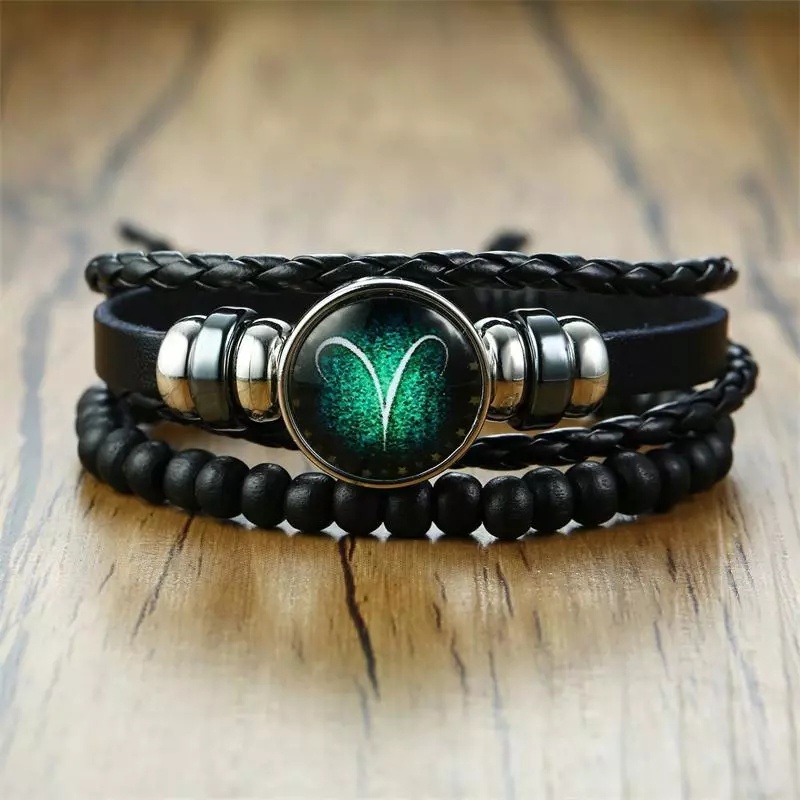 Gelang Zodiak AB13 Aksesoris Fashion Glow in The Dark Gelang Tangan Tali Zodiac Unisex