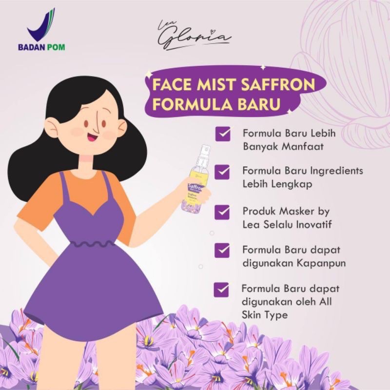 (RESELLER RESMI)✅ FACEMIST GLOWING SAFFRON LEA GLORIA BPOM