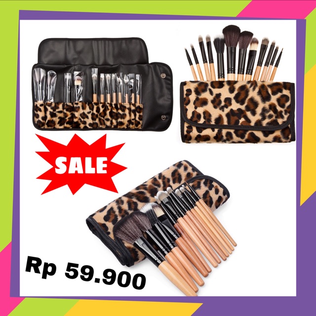 Kuas makeup leopard 12 set free case