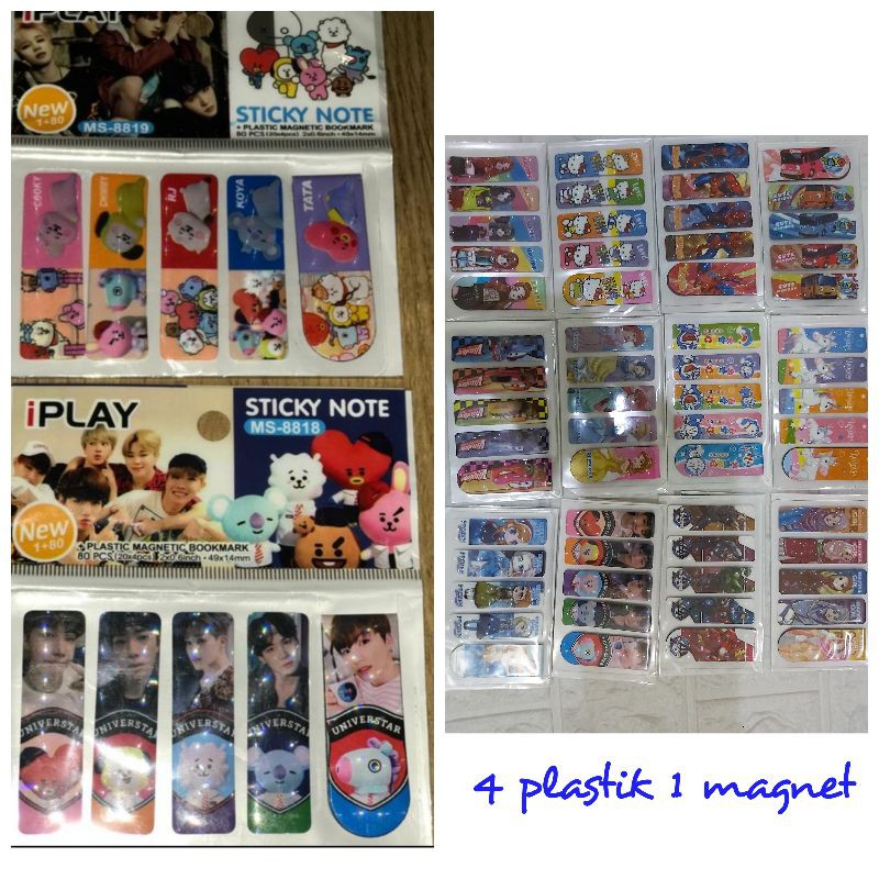 

pembatas buku magnet dan plastik bt21