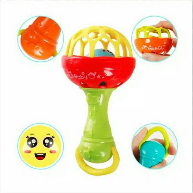 Rattle genggam bayi / kerincingan bayi (warna random)