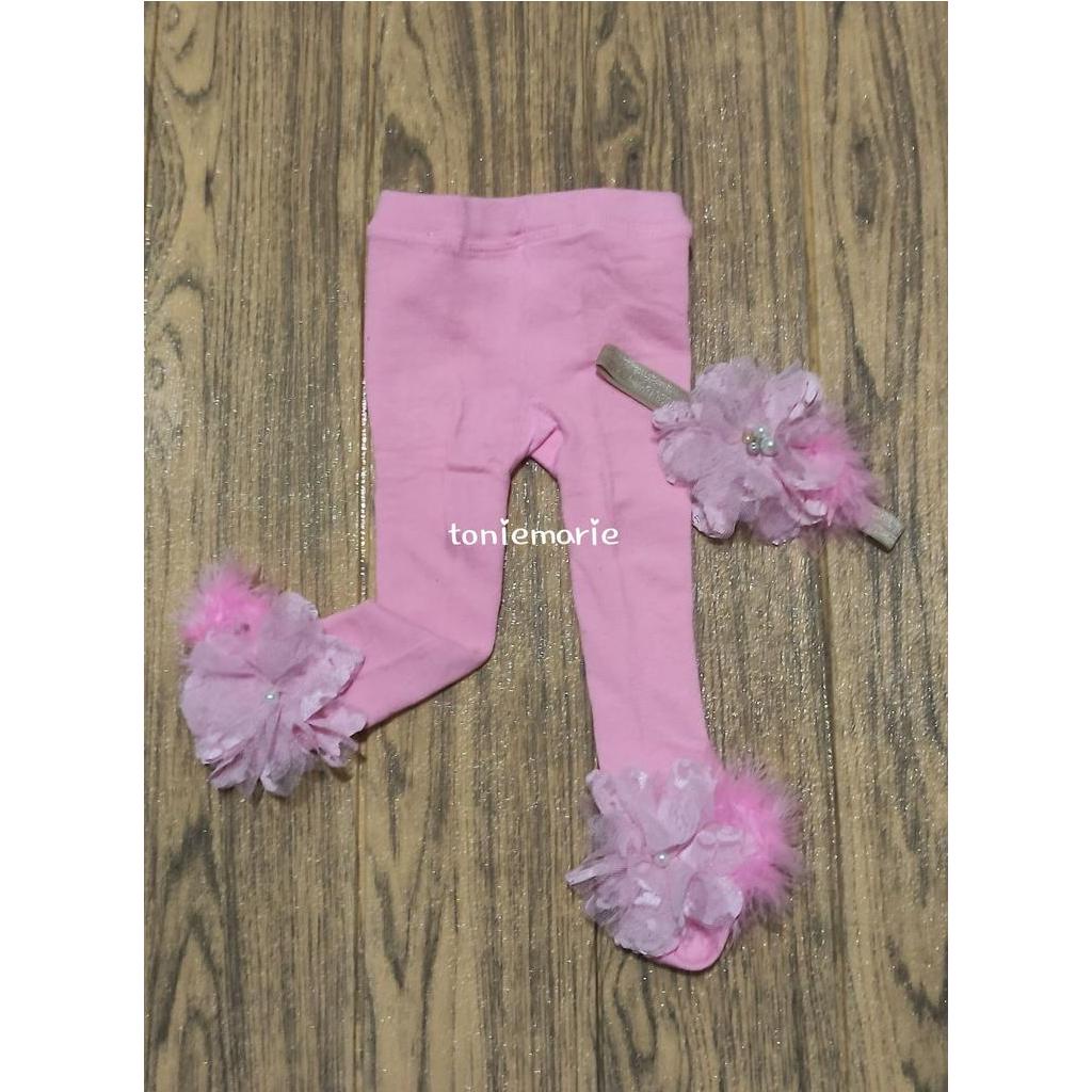 TONIEMARIE 1 SET PREMIUM LEGGING BUNGA BULU HALUS & BANDANA BAYI - LEGGING BAYI LUCU
