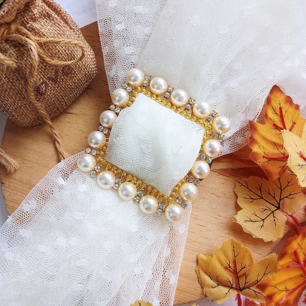 RING / BROS /  CINCIN BENTUK GESPER BERKILAU  BAHAN IMPORT ANTI LUNTUR-mutiara kotak