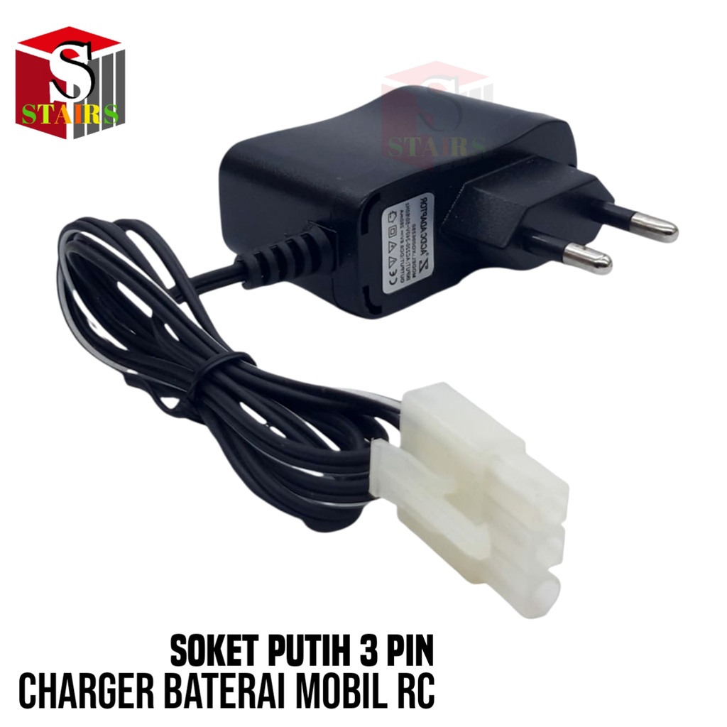 Casan/Charger Baterai Mobil RC Socket Putih 3Pin