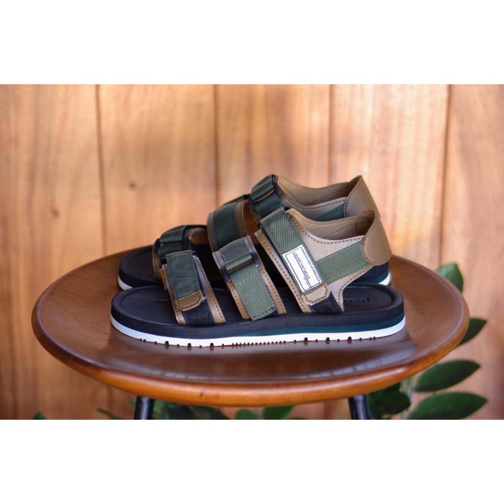 SANDAL KASUAL PRIA WANITA VOLKERFOOTWEAR STRAP 3 VLK ARMY CREAM BLACKSOLE