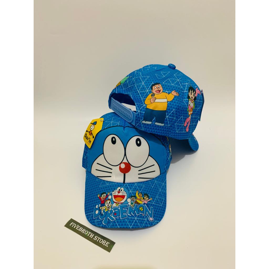 Topi doraemon anak motif full print sublim