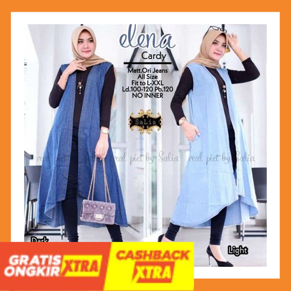 STYLE KOREA KEREN IMPORT MURAH ORIGINAL BISA COD / Outer Cardigan Jeans Denim Panjang . Cardigan