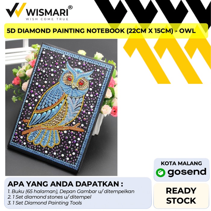 

[RESTOCK] DIAMOND PAINTING NOTEBOOK (22cm x 15cm) - OWL