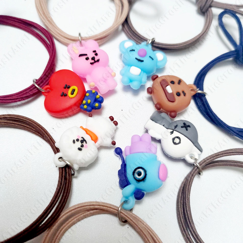 MURAH!!! GELANG KARET BT21 IKAT RAMBUT BTS TATA CHIMMY RJ KOYA COOKY MANG SHOOKY VAN