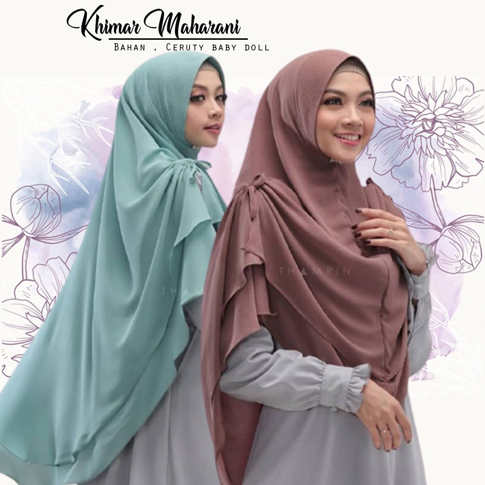 Khimar Syari Jumbo 2 Layer Serut Ceruty Baby doll Jilbab Jumbo 2 Layer Kerudung SyarI Maharani