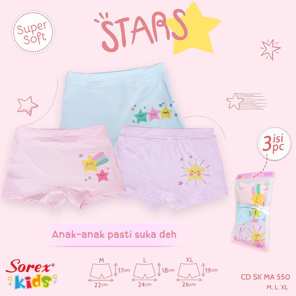 CELANA DALAM BOXER ANAK PEREMPUAN SOREX MA550 ; MA 501 ; MA 552 ; MA570 ; MA571 ; MA 502 unicorn cat kucing