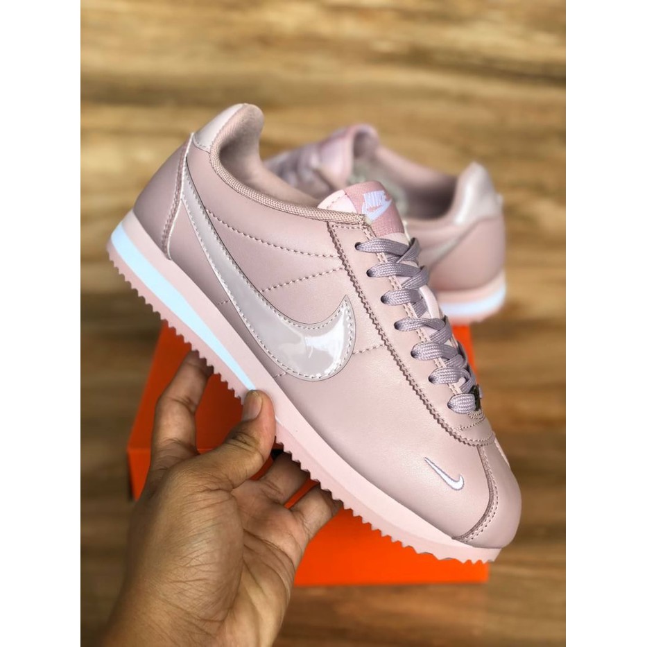 Megumi Sepatu Cewek Korea Sekolah Kuliah/Sneaker Wedges Putih Sil GP976  Cortez Clasic Pink Particle