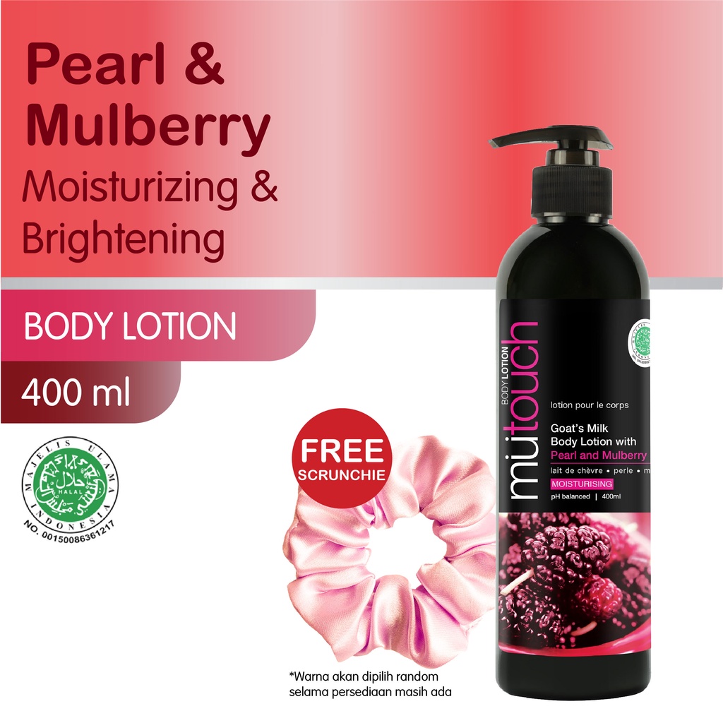 MuTouch Goat's Milk Body Lotion Pearl and Mulberry 400ml FREE Ikat Rambut